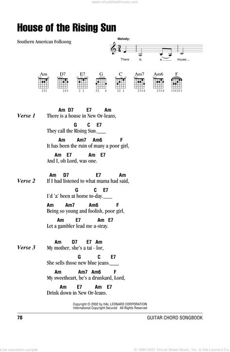 House Of The Rising Sun Chords .